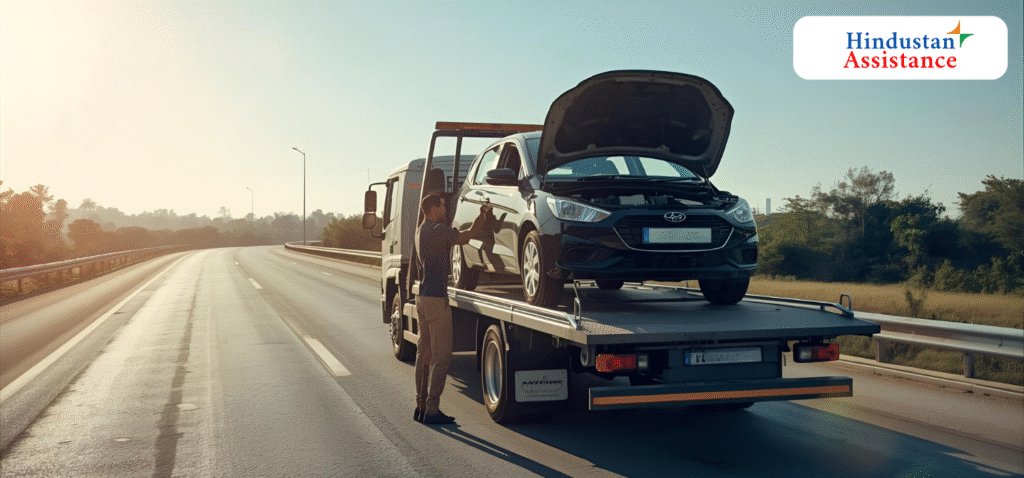 Car towing after breakdown in Gujarat