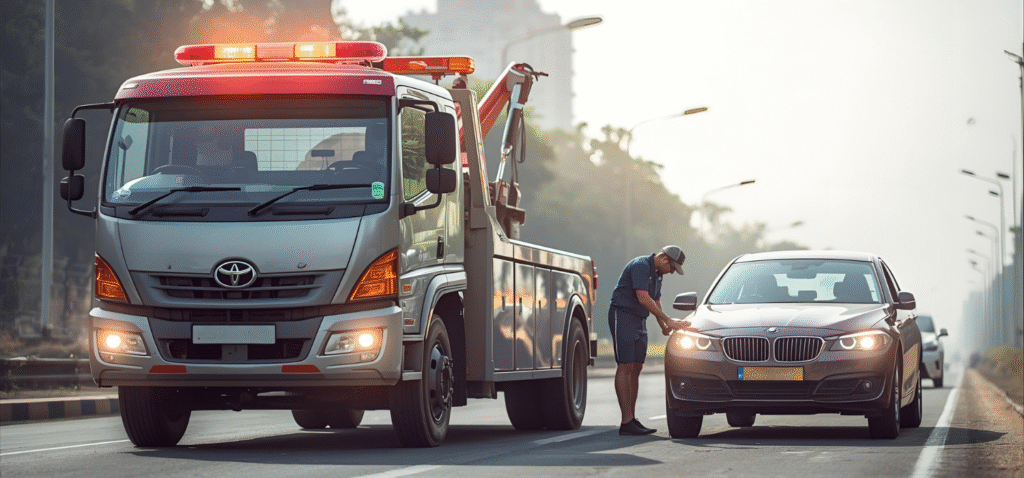 Tow truck near